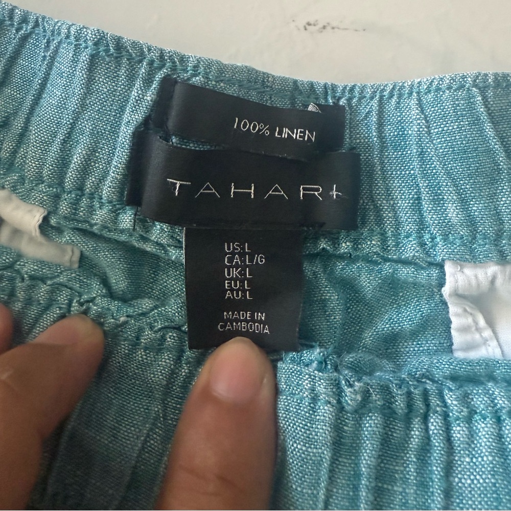 Tahari Teal Linen Pants